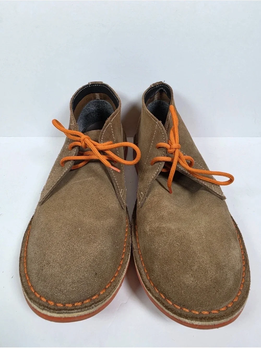 Veldskoen Mens Heritage Bloem Chukka Boots Brown Suede Orange Sole Size 9